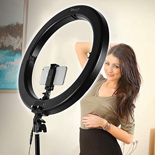 [Updated 720LED LCD Display] 18 Inch LED Ring Light with Stand for Camera iPhone, 3200-5600K Dimmable Warm/White Video Light, USB Power Output, Camera Phone Holder & Carrying Case for Studio Makeup - Thumbnail 6