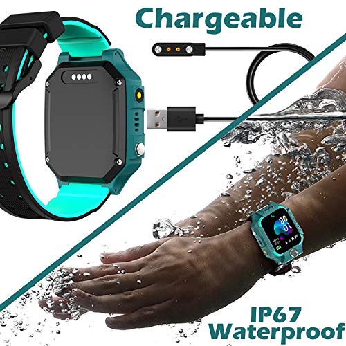 Kids-Smart-Watch-for-Boys-Girls-IP67-Waterproof-Smart-Watch-Phone-with-Music-Player-Video-Calls-Recorder-Camera-Gizmos-Games-Alarm-1224-Hr-Kids-Toddler-Smartwatch-Birthday-Gifts-Green