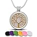 INFUSEU Tree of Life Essential Oil Necklace Aromatherapy Diffuser Jewelry Family Dainty Gift Set for Women Teen Girls, 24 Inch Snake Chain