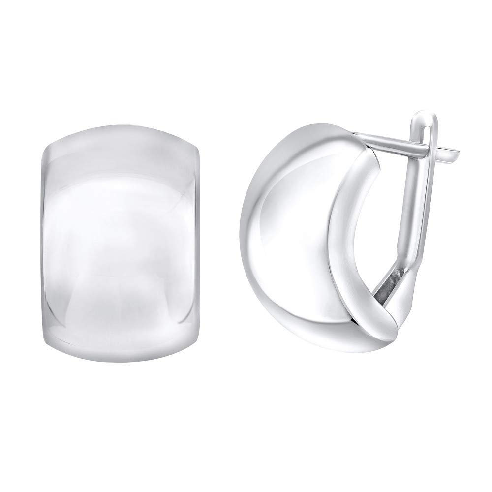 SILVEGO Women 925 Sterling Silver Earrings Half Hoop Large 10 mm