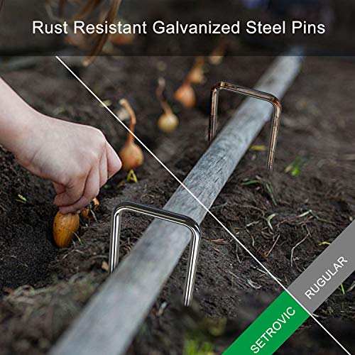 SETROVIC 400Pcs 6-Inch Galvanized Garden Stakes Landscape Staples Fence Stakes - 11 Gauge Landscape Pins for Weed Barrier Fabric, Ground Cover, Soaker Hose, Lawn Drippers, Irrigation Tubing - Thumbnail 2