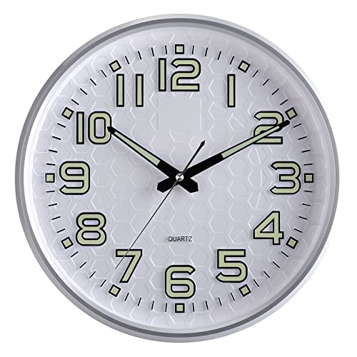 Plumeet Night Light Wall Clock 13'' Bedroom Wall Clocks with Silent Non