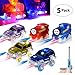 TornadoZ Tracks Cars Replacement Only with 5 LED Flashing Lights Up car, Compatible with Most Tracks, Glow in The Dark, Racing Car Track Accessories, Gift, Kid Boy Girl (4 Pack)