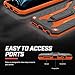Zizo Static Cover for iPhone 6 Plus 6s Plus Case with [Built-in Kickstand] Shockproof and [Impact Dispersion Technology] Slim Armor Protection, Black/Orange