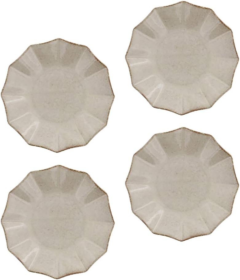 Zen Table Japan Rinka 4.2" Handmade Ceramic Condiment Dish Set of 4 Made in Japan - Beige