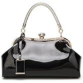 ROUROU Glossy Patent Leather Handbag for Women Top Handle Tote Bag Evening Shoulder Bag Wedding Satchel Retro Purse