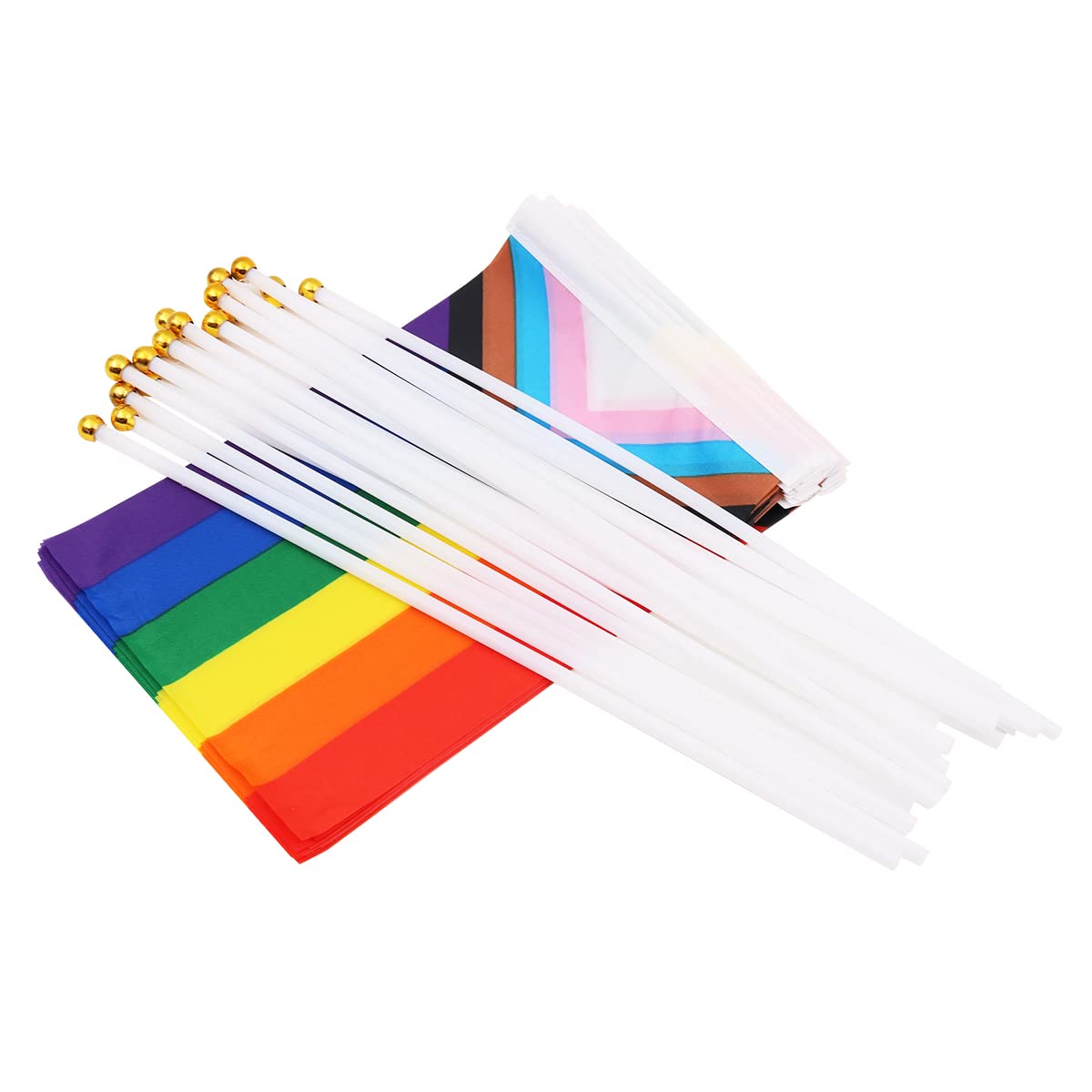 WANGCL 20 Pack Handheld Progress Pride Flags Mini LGBT Rainbow Flags for Outdoor LGBT Parades Rainbow Party Decorations（A）