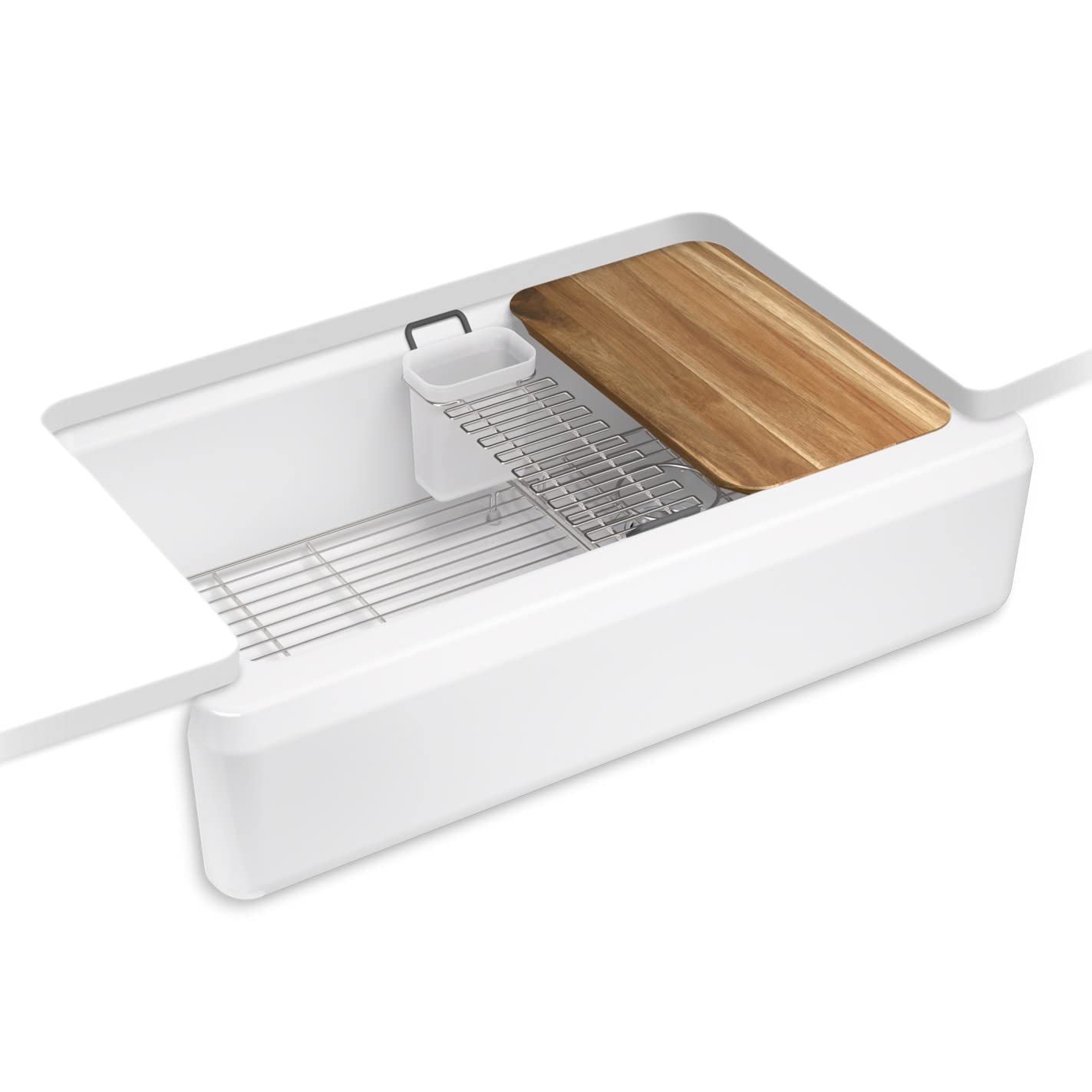 Photo 1 of ***MINOR DAMAGE*** ***READ CLERK NOTES*** Kohler 24564-0 Riverby® 35-3/4" undermount single-bowl farmhouse workstation kitchen sink, White/gray