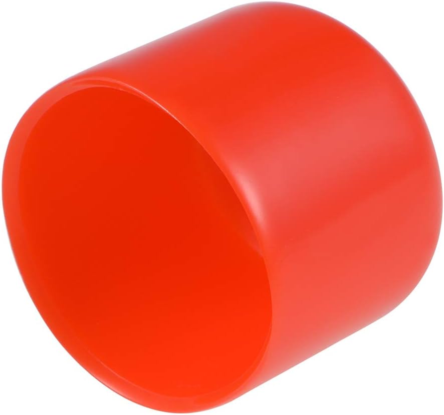 sourcing map 10pcs Rubber End Caps 32mm ID Vinyl Round Tube Bolt Cap Cover Thread Protectors Red