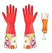 BNYD Kitchen Cleaning Gloves, Latex Dishwashing Waterproof Gloves, Heated Gardening Rubber Gloves (Red)