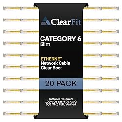 ClearFit Slim 20 Pack - 20ft Cat6 28AWG Ethernet