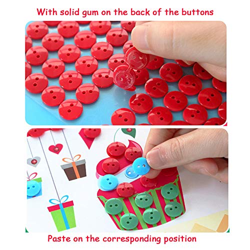 Lovyan Colorful Sticky Buttons and Diamonds Paintings Mosaic Sticker Art Sticky DIY Handmade Art Kits for Kids, Set of 8 (B)