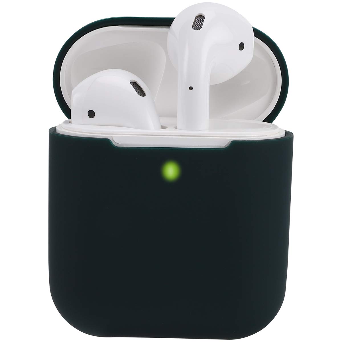 KOKOKA Case Cover Compatible with AirPods 2, Silicone Shockproof Case Cover for Airpods 2 [Front LED Visible][Support Wireless Charging] Dark Green