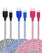 Eversame [3-Pack] 6Ft 1.8M Nylon Braided Premium USB2.0 A Male to Micro B Charger Cord For Samsung Galaxy Grand Prime/S7, HTC One M7, LG V10, Nexus 7 (Blue Black Hot Pink)