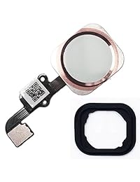 Botón Home clave con cable flexible y anillo de goma Replacment Parte para iPhone 6S y 6S Plus, Rose gold