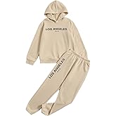 SHENHE Boy's 2 Piece Outfits Letter Print Long Sleeve Hoodie and Sweatpants Sweatsuits