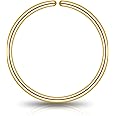 6mm 14k Gold Filled Nose Rings Hoops for Women Men,24 Gauge Super Thin Hoop Nose Ring, Dainty Nose Hoop Ring, 24g Gold Nose Jewelry, Tiny Nose Piercing Jewelry, 6 mm 24g
