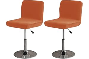 LightInTheBox Bar Stool Cover Square Swivel Bar Chair Seat Velvet Bar Stool Protector Cover for Counter Height Medium Low Back Chairs (2 Pack) (Dark Orange)