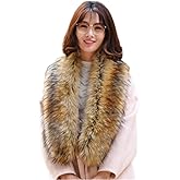 LDFWAY Faux Fur Collar Scarf Hood Collar Shawl Stole Neck Warmer for Winter Coat