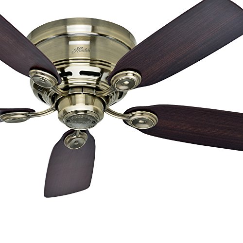 Hunter Fan 42" Low Profile Antique Brass Finish with Dust Armor Protected Dark Reversible Blades (Certified Refurbished)