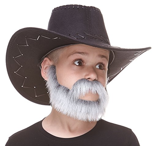 Mustaches Fake Beard, Self Adhesive, Small Nobleman False Facial Hair for Kids, Salt and Pepper Color