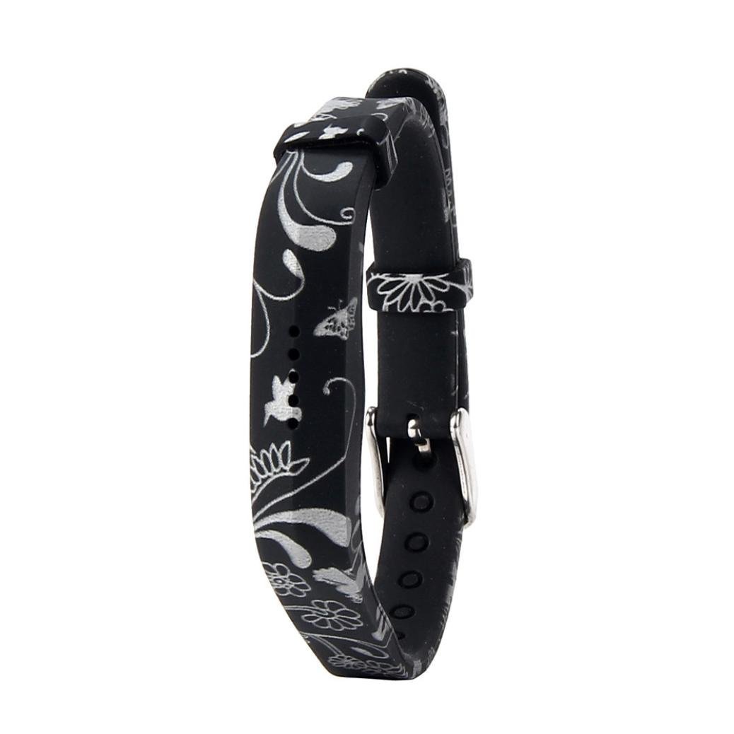 Wristband for Fitbit Flex 2 for Activity Tracker (SILVER FLOWERS)