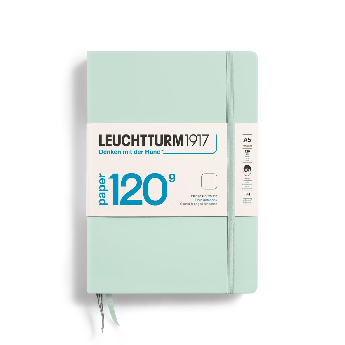 LEUCHTTURM1917 370343 Notebook Medium (A5) 120 g/m² Paper Edition, Hardcover, 203 Numbered Pages, Mint Green, Blank — image 1