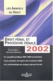 Droit pénal et procédure pénale, 2002