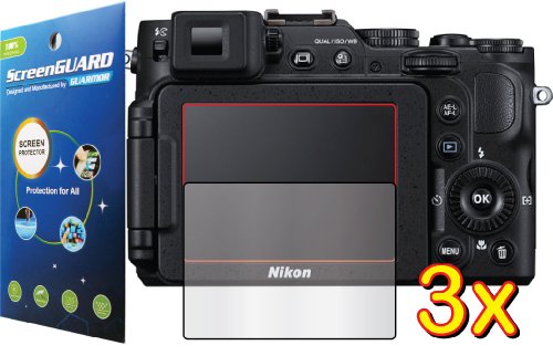 3x Nikon Coolpix P7700 P7800 Digital Camera Premium Clear LCD Screen Protector Guard Shield Kit (NO CUTTING, GUARMOR Brand)