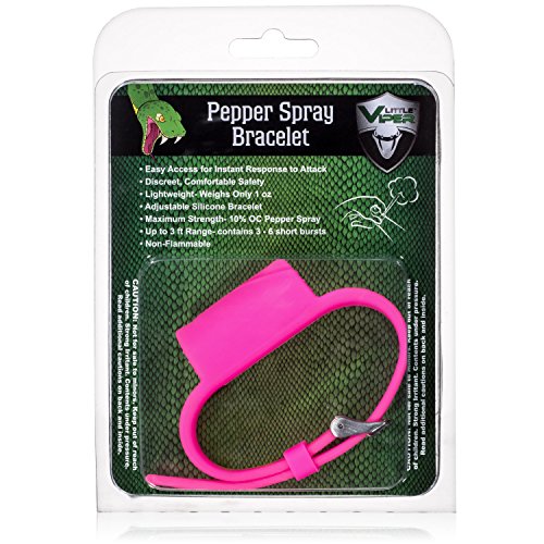 Little Viper Pepper Spray Bracelet, Adjustable Silicone Band Pink