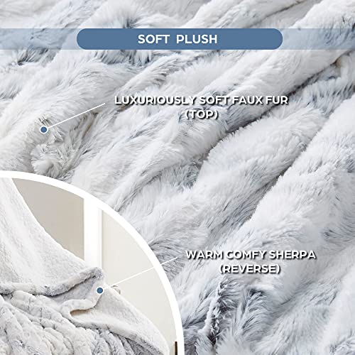 Codi Soft Faux Fur Heated Throw Blanket with Fuzzy Sherpa Back White