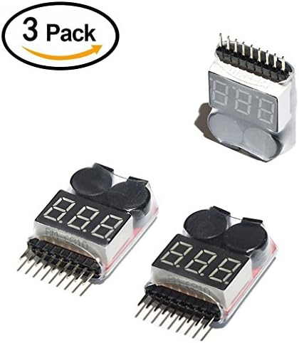 RC Lipo Battery Alarm, COOLWAS Low Voltage Buzzer Alarm Monitor 1S-8S Lipo LiFe LiMn Li-ion Battery Voltage Tester for your RC Drone/Helicopter