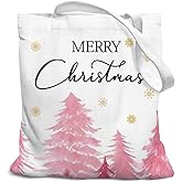 SZERE Christmas Canvas Tote Bags for Women, Reusable Shopping Bags