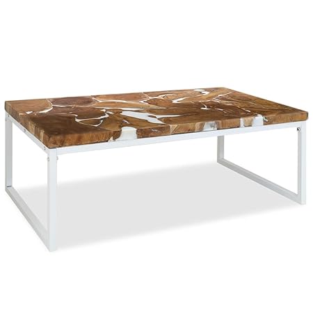 Fzyhfa Tavolino Da Caffe In Legno Di Teak E Resina 110x60x40