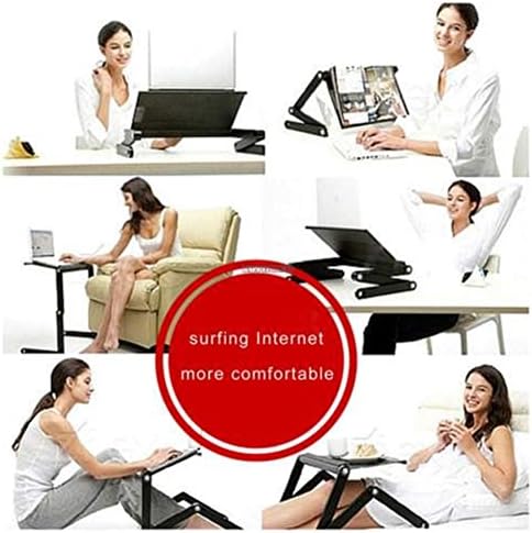 Laptop Table Notebook Computer Adjustable Foldable laptop Desk 360 Light Weight Black Bed Tray Desk Book Fans Aluminum Stand