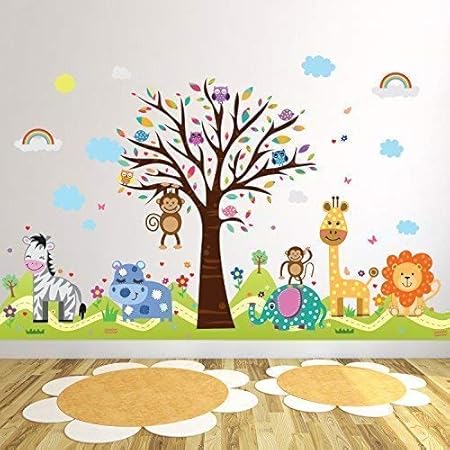 Wallflexi Office Home Decoration Wall Stickers Happy Hills Zoo