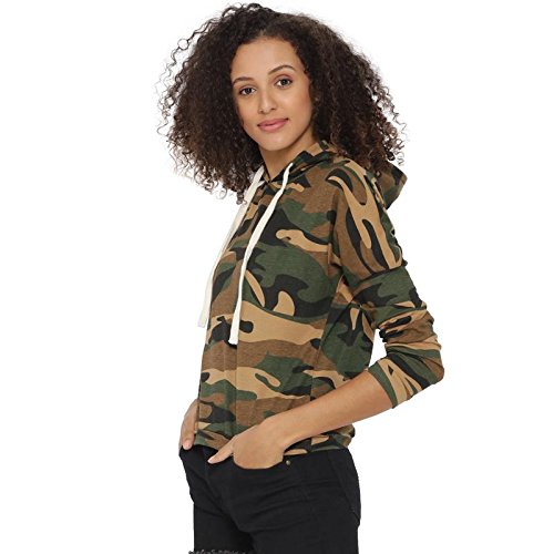 campus sutra women's camouflage hooded top