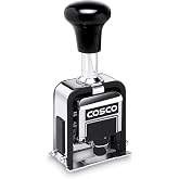 COSCO 2000PLUS Automatic Numbering Machine, 6 Wheels, Self-Inking, Black 0.75 x 0.25