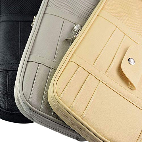 Cartisen Car Sun Visor Organizer, Auto Interior Accessories Pocket Organizer-Car, Truck, SUV Storage Pouch Holder, with Multi-Pocket Net Zipper (Black)