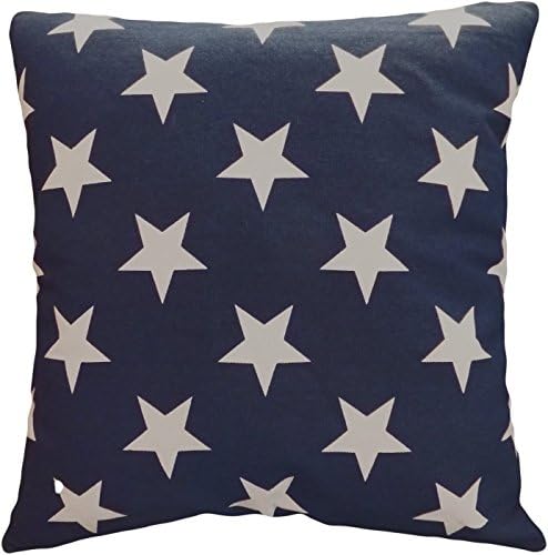 Decorative Printed Star Floral Throw Pillow Cover 18" Navy