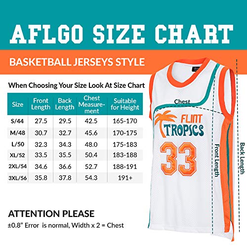 image for AFLGO Moon #33 Flint Tropics Basketball Jersey S-XXXL White, 90's Clot