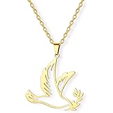 Amaxer Adjustable Dove Necklaces for Women Stainless Steel Olive Branch Peace Symbol Jewelry