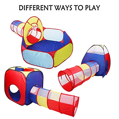 LOJETON 5pc Kids Play Tents Crawl Tunnels, Ball Pit with Basketball Hoop, Pop Up Playhouse for Boys, Girls, Babies, and Toddlers - Indoor & Outdoor Use - Thumbnail 3