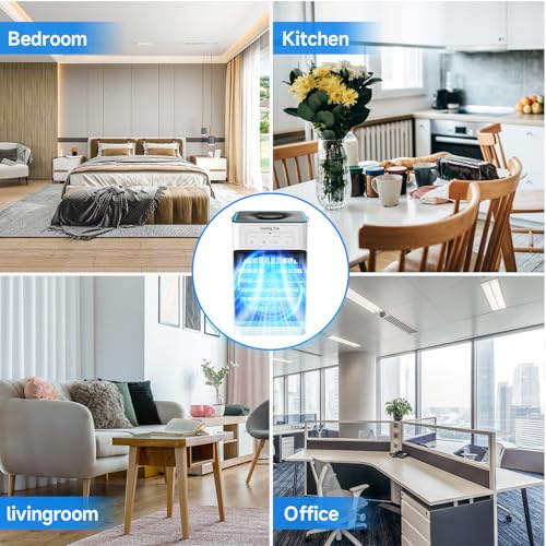Portable Air Conditioners, Upgraded Motor Evaporative Air Cooler with Remote, 3 Speeds & 3 Mist, 7 Color Night Light Cooling Fan with 2-8H Timer, 1100ML Personal AC Unit for Bedroom Office