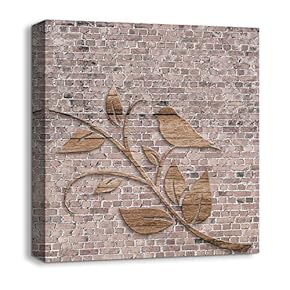 Canvas Wall Art Wood Feature Abstract Painting Artwork for Home Prints Framed - 12x12 inches