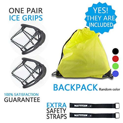 MattiSam Traction Cleats Crampons for Walking on Snow and Ice Anti-Slip Ice Grips Snow Grips Universal Size Lightweight Ice Grippers with Safety Straps & Waterproof Bag Perfect for Jogging Or Hiking - Thumbnail 5