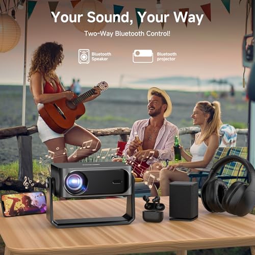 4K Outdoor Projector, 2500 ANSI with Auto Focus & Keystone, Built-in Apps | Built-in YouTube/PrimeVideo, Smart Projector with 20W Dolby Audio, HDR10+, AirPlay, WiFi & Bluetooth, Stand for Home Theater