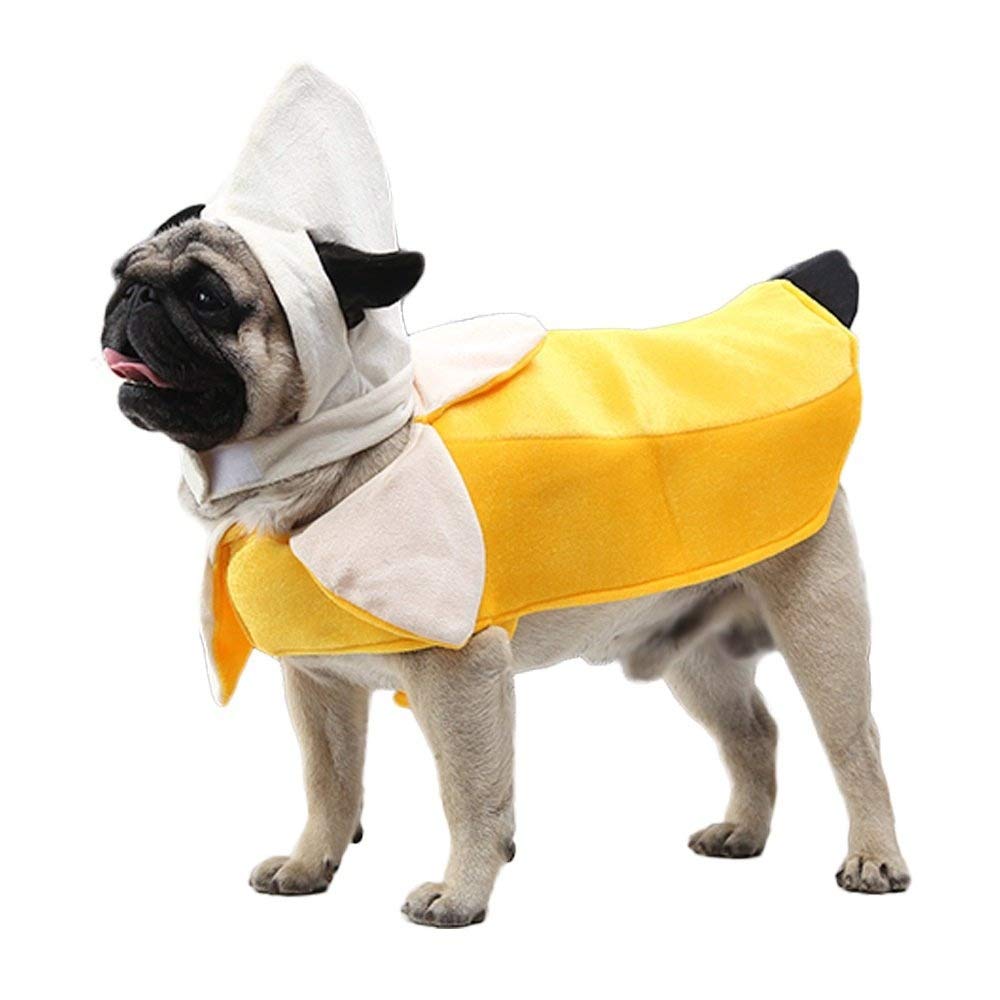 Photo 1 of Banana Dog Costume - Funny Dog Halloween Costumes Cosplay Clothes Jumpsuit for Small Medium Large Dogs Puppy, Pet Costumes for Halloween Christmas Party Special Events Photo Props