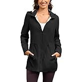 MODERN BUBBLE Women's Rain Jacket Long Lightweight Hooded Windbreaker Raincoat Outdoor Waterproof Trench Coats Travel Jacket