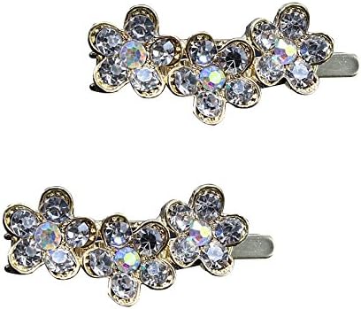 Shengxueer 2pcs Crystal Flower Hair Clip Magnetic Hair Clamp Grip